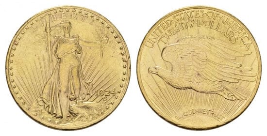 kosuke_dev 北米　アメリカ　リバティー　フィラデルフィア　20ドル　1924年　金貨　未使用