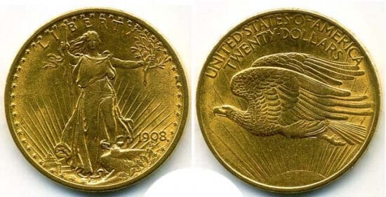 kosuke_dev 北米　アメリカ　リバティー　20ドル　1908年　金貨　極美品