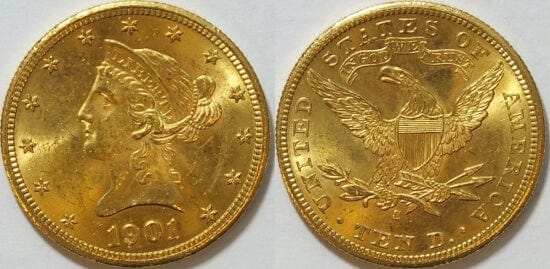 kosuke_dev 北米　アメリカ　リバティー　10ドル　1901年　金貨　極美品