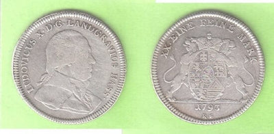 kosuke_dev ヘッセン ダルムシュタット 1/2ターレル銀貨 1793年 美品