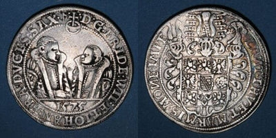 kosuke_dev 神聖ローマ帝国　ザクセン＝ヴァイマル公　フリードリヒ・ヴィルヘルム1世　１５７５年　ターレル　硬貨　美品