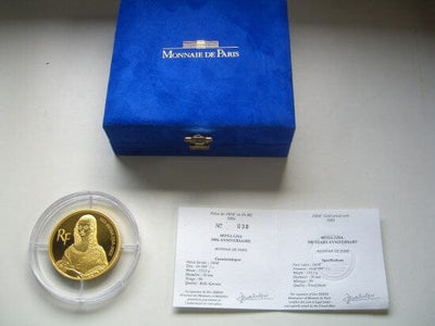 2003年　フランス　モナリザ500周年記念　5オンス100ユーロ記念金貨 プルーフ未使用