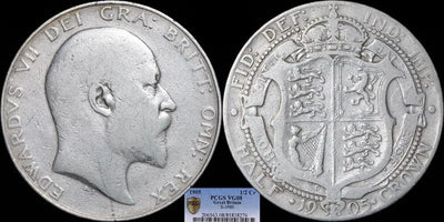 kosuke_dev 【PCGS MS63】イギリス エドワード7世 1905年 ハーフクラウン銀貨