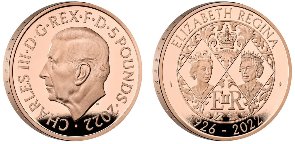 アンティークコインギャラリア 2022 チャールズ3世 新国王 エリザベス2世追悼記念 5ポンドプルーフ金貨