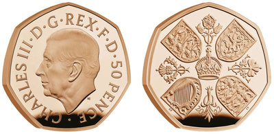 アンティークコインギャラリア 2022 チャールズ3世 新国王 エリザベス2世追悼記念 50ペンスプルーフ金貨
