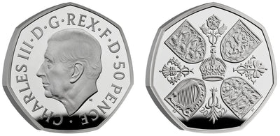 アンティークコインギャラリア 2022 チャールズ3世 新国王 エリザベス2世追悼記念 50ペンスプルーフプラチナ貨