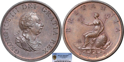 kosuke_dev 【PCGS MS63】イギリス ジョージ3世 1799年 ハーフペニー銅貨