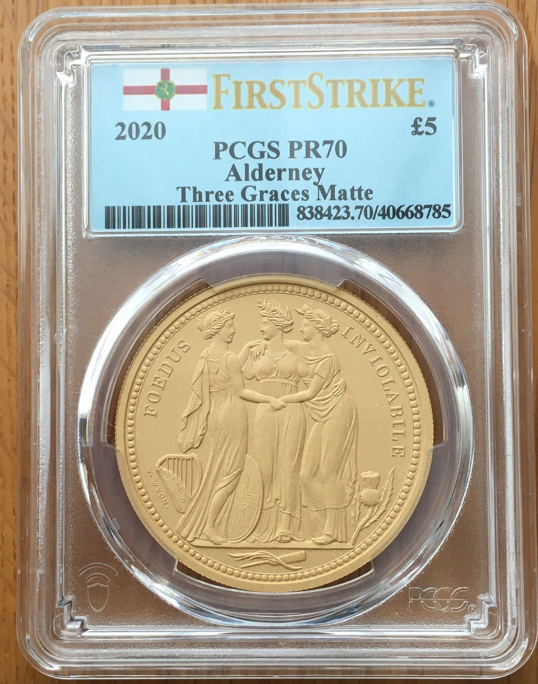 アンティークコインギャラリア 2020年 オルダニー島 スリー・グレーセス 5ポンド金貨 マットプルーフ PCGS PR70