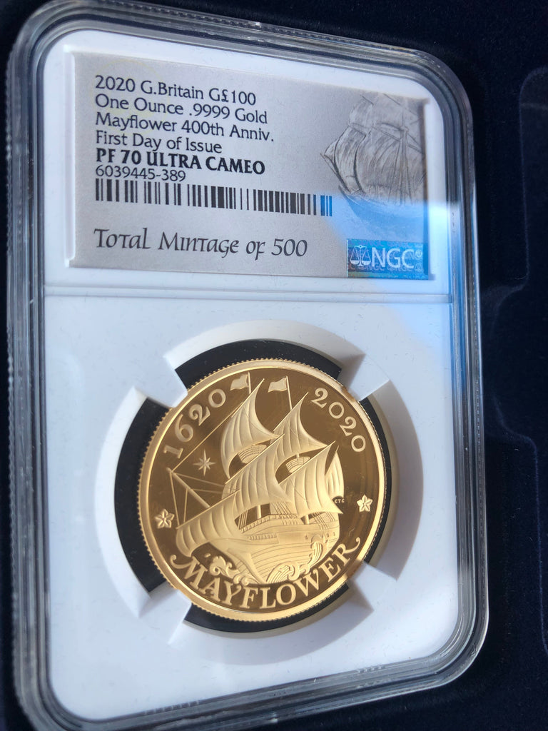 2020年 イギリス メイフラワー出航400周年 100ポンド 1オンス金貨 NGC