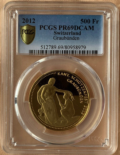 2012年 スイス射撃祭500フラン金貨”珍品”TIRO刻印 PCGS PR69DCAM
