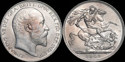 kosuke_dev イギリス エドワード7世 1902年 クラウン銀貨 未使用～極美品