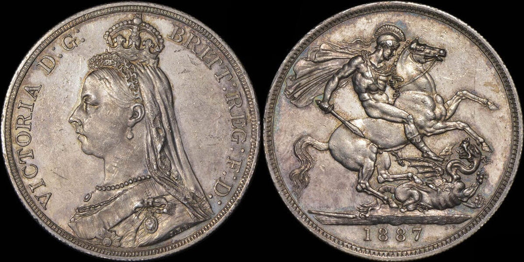 イギリス ヴィクトリア 1887年 クラウン銀貨 極美品 損傷プルーフ | アンティークコインギャラリア