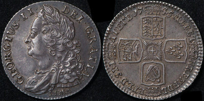 kosuke_dev イギリス ジョージ2世 1745年 シリング銀貨 未使用～極美品