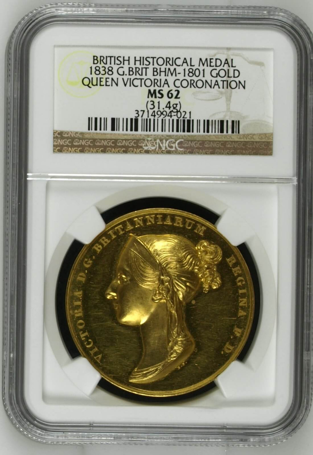 1838 イギリス ヴィクトリア女王 戴冠記念 金メダル BHM-1801 NGC MS62(31.4g) | アンティークコインギャラリア