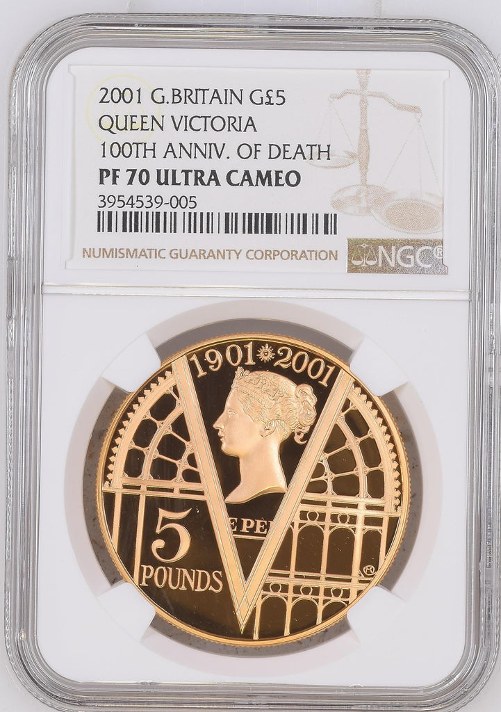 アンティークコインギャラリア 2001年 イギリスヴィクトリア女王 没後100周年記念 5ポンド金貨NGC PF70 ULTRA CAMEO