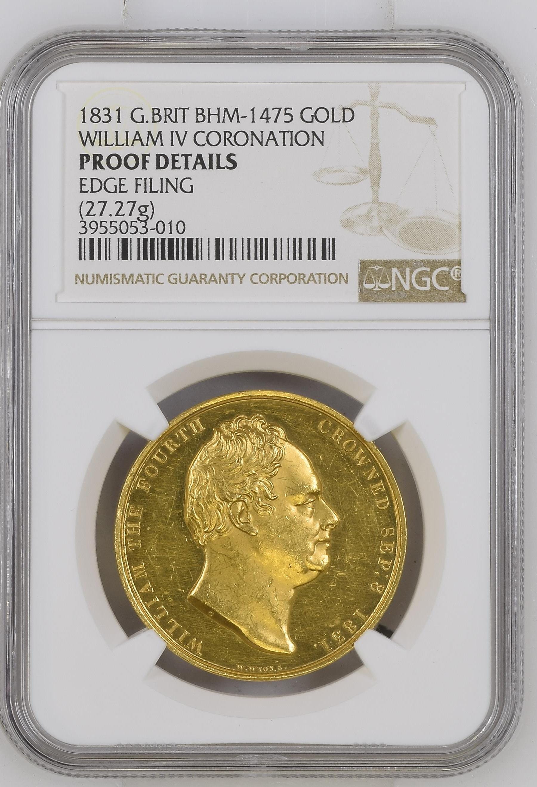 1831年 イギリス ウィリアム4世 戴冠記念金メダル NGC PROOF Details