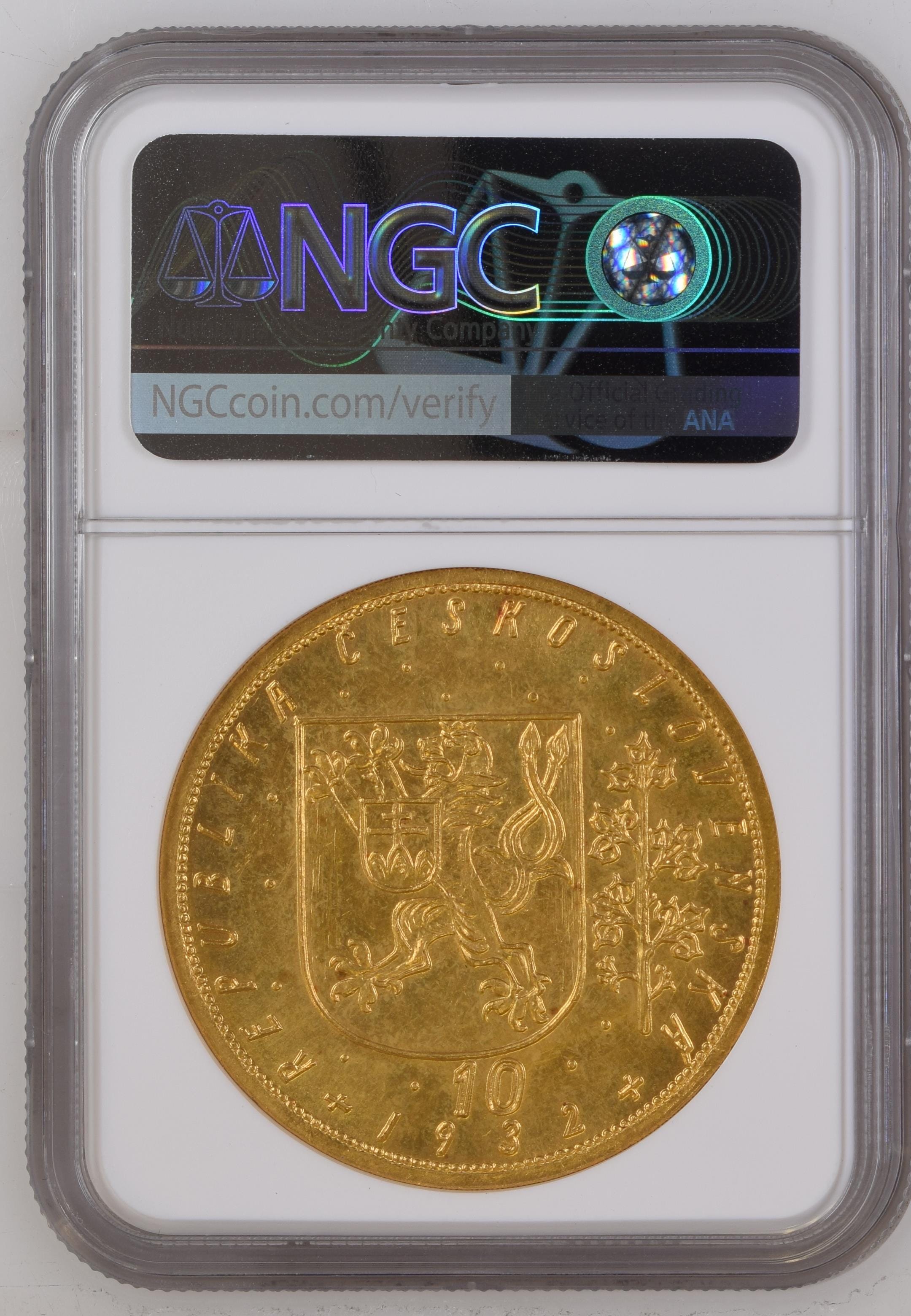 1932年 チェコスロバキア 馬上の聖ヴァーツラフ 10ダカット金貨 NGC MS67 (NGC最高鑑定品) | アンティークコインギャラリア