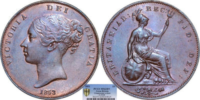 kosuke_dev 【PCGS MS62】イギリス ヴィクトリア 1853年 ペニー銅貨 未使用