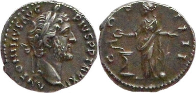 Roman Imperial Antoninus Pius denarius 148-149