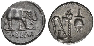 kosuke_dev 紀元前49-48  古代ローマ帝国 デナリウス銀貨 NGC Ch. AU ✭