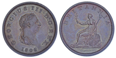 kosuke_dev イギリス ジョージ3世 1806年 ハーフペニー銅貨 完全未使用
