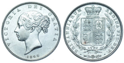 kosuke_dev イギリス ヴィクトリア 1846年 ハーフクラウン銀貨 極美品