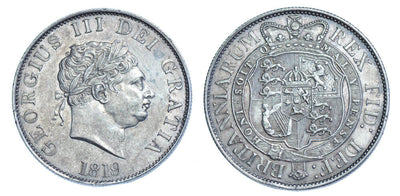 kosuke_dev イギリス ジョージ3世 1819年 ハーフクラウン銀貨 極美品