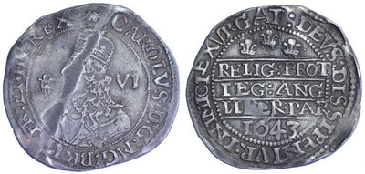 GB Charles I SIX PENCE 1643