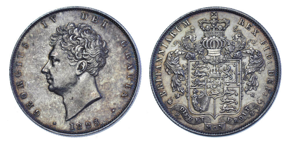 kosuke_dev イギリス ジョージ4世 1825年 ハーフクラウン銀貨 極美品