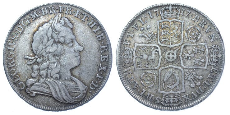 イギリス ジョージ1世 1717年 ハーフクラウン銀貨 美品 | アンティーク ...