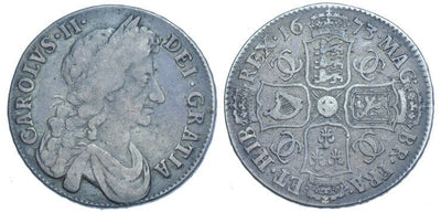 kosuke_dev イギリス チャールズ2世 1673年 ハーフクラウン銀貨 美品