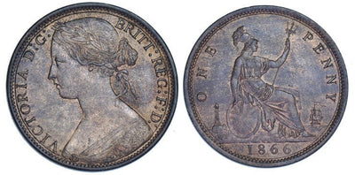 kosuke_dev イギリス ヴィクトリア 1866年 バンヘッド ペニー銅貨 準未使用品