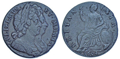 kosuke_dev イギリス ウィリアム＆メアリー 1694年 ハーフペニー銅貨 美品