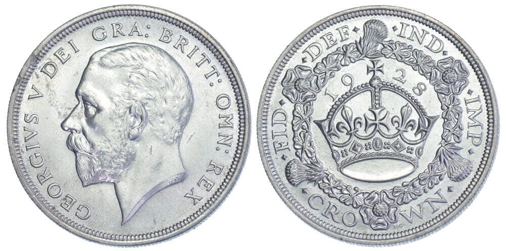 kosuke_dev イギリス ジョージ5世 1928年 クラウン銀貨 準未使用