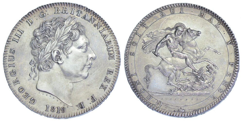 kosuke_dev イギリス ジョージ3世 1819年 LIX クラウン銀貨 完全未使用