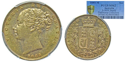 kosuke_dev 【PCGS MS62】イギリス ヴィクトリア メルボルンミント1885年 ソブリン金貨 準未使用