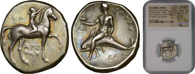 古代ギリシャ カラブリア ターラス 紀元前302年 ディドラクマ 銀貨 準未使用