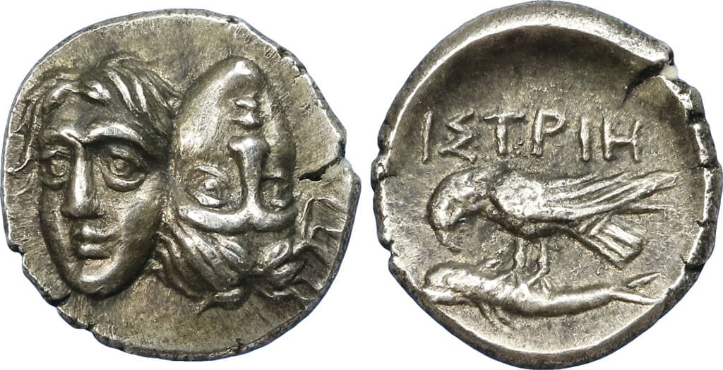 トラキア王国 サテュロス・ニュンペー 紀元前470-463年 ドラクマ 銀貨 美品