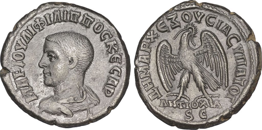 ローマ帝国 フェニキア ピリップス2世 248年 テトラドラクマ ビロン 美品