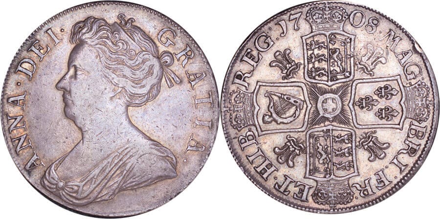 1707年 アン女王 クラウン 大型 銀貨 イギリス アンティークコイン