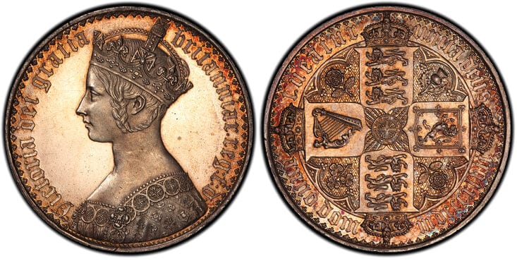 イギリス ゴシッククラウン銀貨 PCGS PR61 UNDECIMO(1847年)