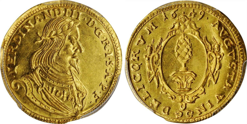アンティークコインギャラリア 1649ドイツ フェルディナンド3世 アウグスブルク ダカット金貨 MS62