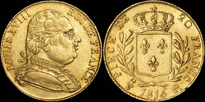 kosuke_dev フランス ルイ18世 英国製 1815年 20フラン 金貨 極美品