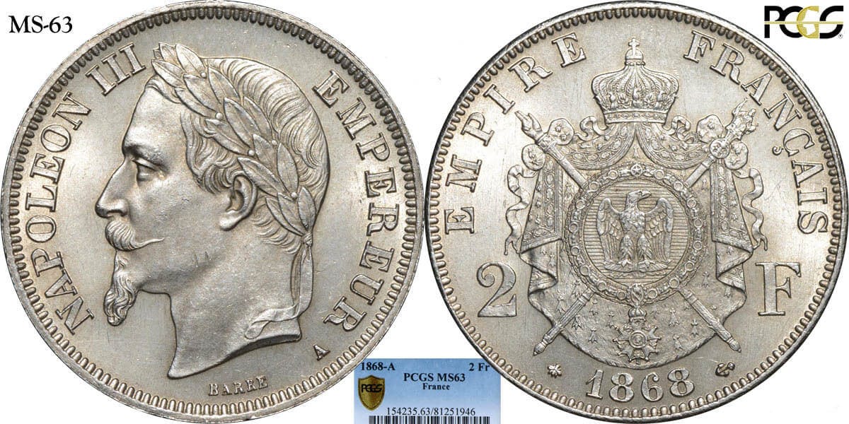 激安人気商品 1847年 フランス ルイ・フィリップ 2フラン銀貨 PCGS