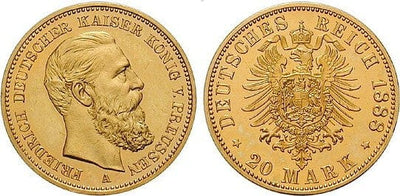 kosuke_dev ドイツ フリードリヒ3世 1888年 20マルク 金貨 未使用