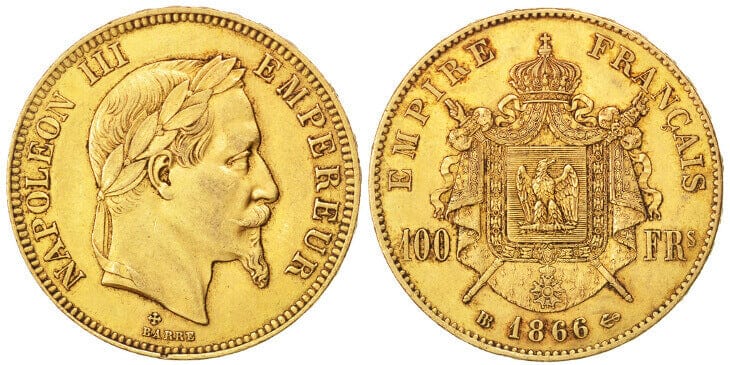 kosuke_dev フランス ナポレオン3世 1866年 100フラン金貨 準未使用