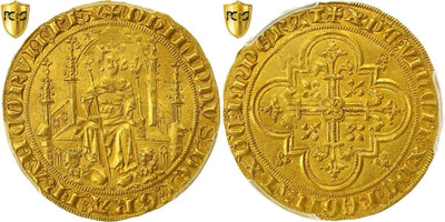 kosuke_dev フランス　フィリップ6世　1328-50年　パリジドール　金貨　PCGS UNC Details