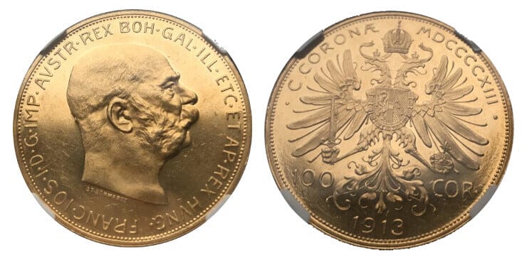 kosuke_dev 【NGC PR62】オーストリア フランツ・ヨーゼフ1世 1913年 100コロナ金貨