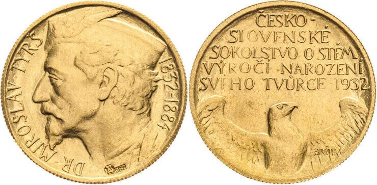 kosuke_dev 【PCGS MS63】チェコスロバキア ソコル運動 ティールシュ 1932年 1ダカット金貨