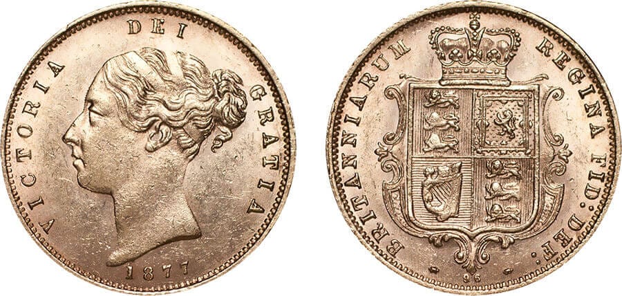 kosuke_dev イギリス ヴィクトリア女王 1877年 ハーフソブリン金貨 準未使用